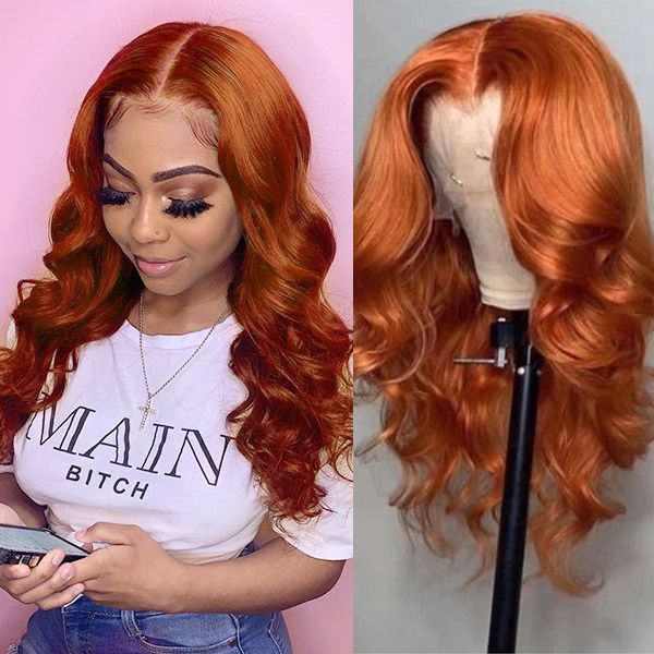 Ombre Wig Ginger Orange Body Wave & Straight V..